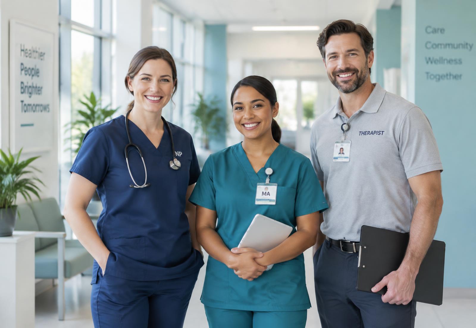 Healthcare professionals in a modern clinic